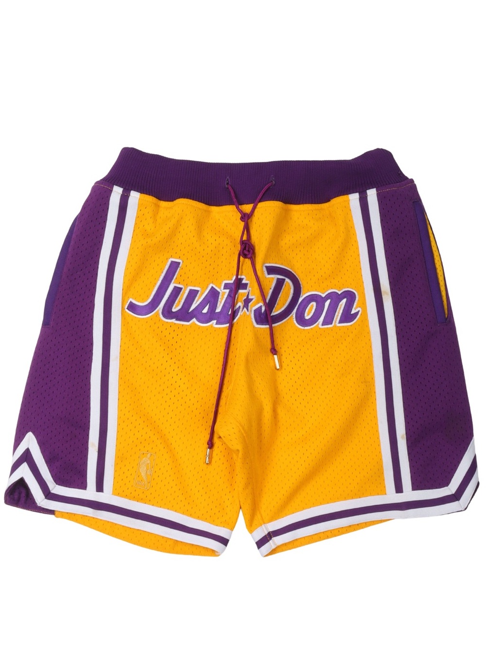 Just Don Men’s Yellow & Purple Lakers Athletic Basketball Shorts Size Medium USA